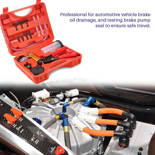  beduan 16pcs Brake Bleeder Kit Hand Held Vacuum Pump Tester with Adapters for Automotive