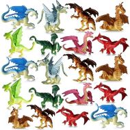 Bedwina Mini Dragon Toy Figures - (Pack of 36) 2 Inch Plastic Rubbery Dragon Figurines in Assorted Colors and Styles - Kids Toys for Birthday Party Favors, Decorations, Cupcake Toppers and Pinatas