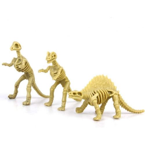  [아마존베스트]Bedwina Dinosaur Fossil Skeleton (24 Pieces) Assorted Figures Dino Bones, 3.7 Inch - for Science Play, Dino Sand Dig, Party Favor & Decorations