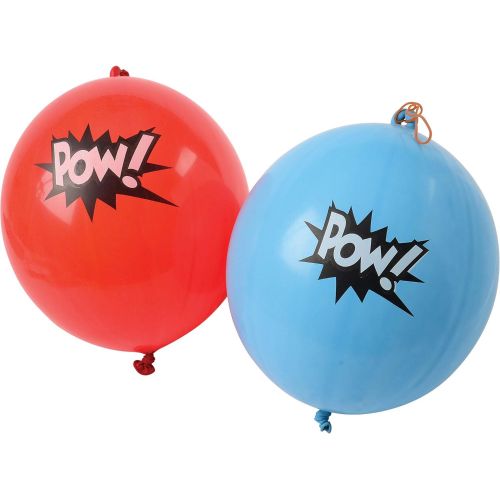  Bedwina Superhero Punch Balloons - Pack of 24 Bulk, Large Punching Balls, Pow Comic Book Super Hero Designs For Carnivals, Goodie Bag Stuffer Toys, Birthday Party Favors for Kids