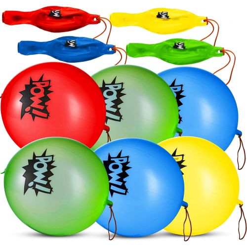  Bedwina Superhero Punch Balloons - Pack of 24 Bulk, Large Punching Balls, Pow Comic Book Super Hero Designs For Carnivals, Goodie Bag Stuffer Toys, Birthday Party Favors for Kids