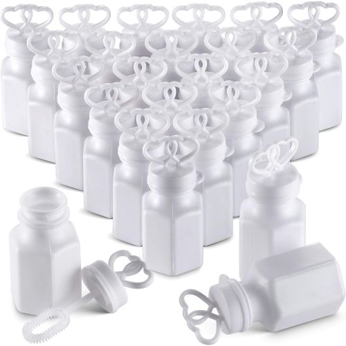  Bulk Wedding Bubbles - (48 pack) Double Heart Bubble Bottles, For Bridal Party Favors, Anniversaries, Celebrations, Small Prize for Kids, By Bedwina