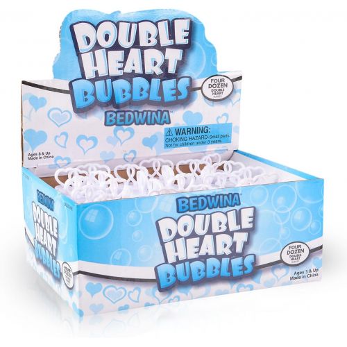  Bulk Wedding Bubbles - (48 pack) Double Heart Bubble Bottles, For Bridal Party Favors, Anniversaries, Celebrations, Small Prize for Kids, By Bedwina