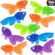 Bedwina Plastic Vinyl Goldfish - 144 Pcs, 2 Inches Long Gold Fish Toys in Assorted Colors for Party Favors, Carnival Kids Prizes, Decorations, Crafts, Games and Birthday Party Supplies, St