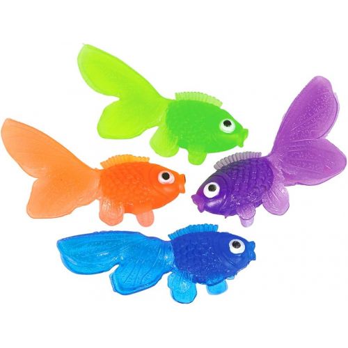  Bedwina Plastic Vinyl Goldfish - 144 Pcs, 2 Inches Long Gold Fish Toys in Assorted Colors for Party Favors, Carnival Kids Prizes, Decorations, Crafts, Games and Birthday Party Supplies, St