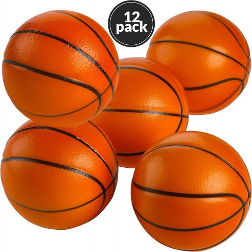  Bedwina Mini Basketball Stress Balls - (Pack of 12) 2.5 Inch Small Foam Basketballs for Kids, Sports Theme Party Favor Toys Birthday Party Game and Anxiety, Stress Relief Squeeze Balls, St