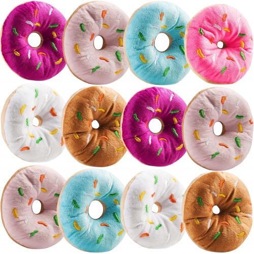  Bedwina Plush Donuts with Sprinkles - (Pack of 12) 1 Dozen Stuffed Donut Pillow Toy Party Favors, Donut Party Supplies Decorations and Stocking Stuffers for Kids