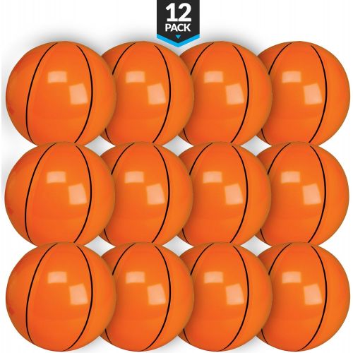  Bedwina Inflatable Basketballs (Pack of 12) 16 inch, Beach Balls for Sports Themed Birthday Parties, Beach Pool Party, Games, Favors, Stocking Stuffers