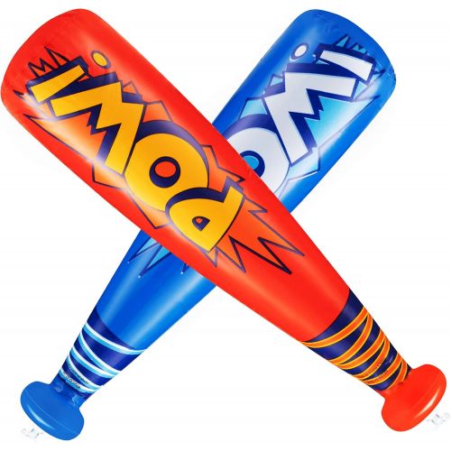  Bedwina Pow Inflatable Baseball Bats - (Pack of 12) Oversized 20 Inch Inflatable Toy Bat, Carnival Prizes, Goodie Bag Favors or Superhero Birthday Party Prizes for Kids