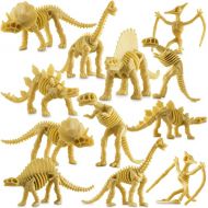 Bedwina Dinosaur Fossil Skeleton (24 Pieces) Assorted Figures Dino Bones, 3.7 Inch - for Science Play, Dino Sand Dig, Party Favor, Decorations and Stocking Stuffer