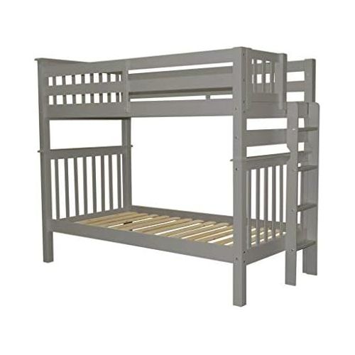  Bedz King Tall Bunk Beds Twin over Twin Mission Style with End Ladder, Honey