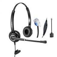 BeeBang Telephone Headset Binaural RJ9 Call Center Headset with Noise Cancelling Microphone for Cisco Yealink Fanvil Grandstream Htek Akuvox Dlink Escene Huawei Snom