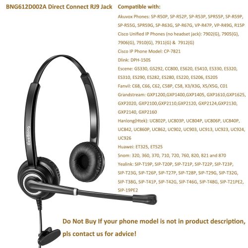  BeeBang Telephone Headset Binaural RJ9 Call Center Headset with Noise Cancelling Microphone for Cisco Yealink Fanvil Grandstream Htek Akuvox Dlink Escene Huawei Snom