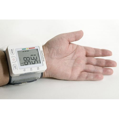  BeeGoline Wrist Blood Pressure Monitor Accurately Detects Blood Pressure Heart Rate & Irregular Heartbeat Cardiologist Approved Large LCD 2 User Selection 180 Memory Easy to Operat