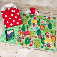 BeeSewHappyBoutique Kids Toy Tote Bag, Travel Fold Up Play Mat for Easter Gift ~ Quiet Church Toy ~ Busy Bag for Toddlers ~ Cute Red Riding Hood Toy Caddy