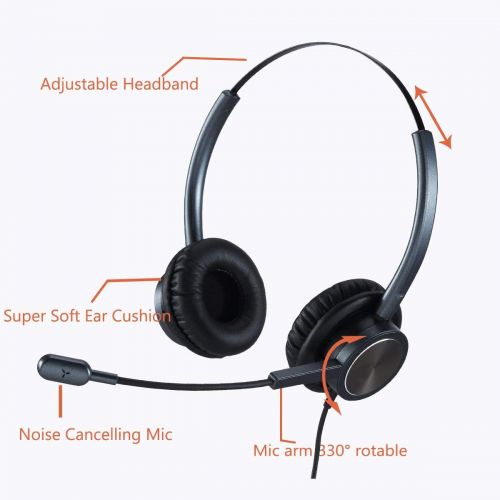  BeeBang Call Center USB Headset with Noise Cancelling Microphone and Volume Control for PC Chat Skype...