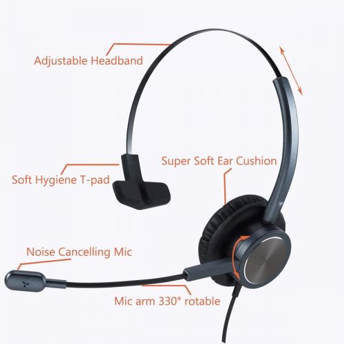  BeeBang Call Center USB Headset with Noise Cancelling Microphone and Volume Control for PC Chat Skype...