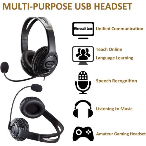  BeeBang Call Center USB Headset with Noise Cancelling Microphone and Volume Control for PC Chat Skype...