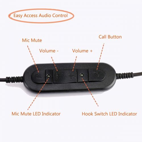  BeeBang Call Center USB Headset with Noise Cancelling Microphone and Volume Control for PC Chat Skype...