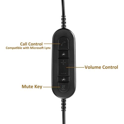  BeeBang Call Center USB Headset with Noise Cancelling Microphone and Volume Control for PC Chat Skype...