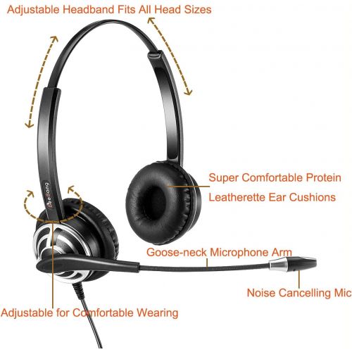  BeeBang Call Center USB Headset with Noise Cancelling Microphone and Volume Control for PC Chat Skype...