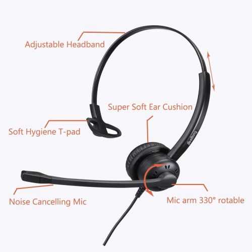  BeeBang Mono USB Headset Headphone with Microphone Noise Cancelling for Skype Microsoft Lync Voice...