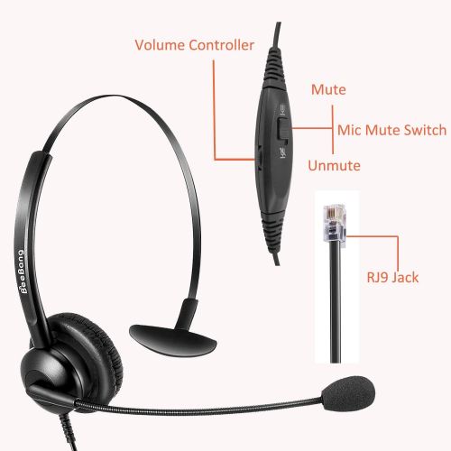  BeeBang Telephone Headset Dual Ear RJ9 Headset with Noise Cancelling Microphone for Cisco Yealink Snom Fanvil Grandstream Htek Huawei Dlink Akuvox Escene