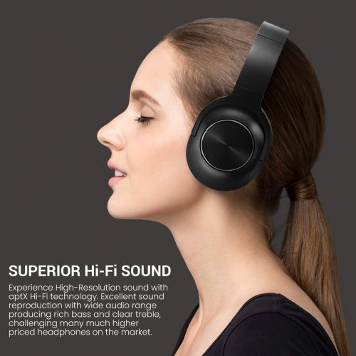  Beegod Wireless Headphones Noise Cancelling Bluetooth Earphone with Mic Deep Bass Over Ear Headset Comfortable Protein Earpads Long Playtime (Black-C)