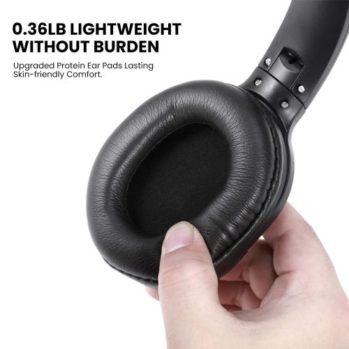  Beegod Wireless Headphones Noise Cancelling Bluetooth Earphone with Mic Deep Bass Over Ear Headset Comfortable Protein Earpads Long Playtime (Black-C)