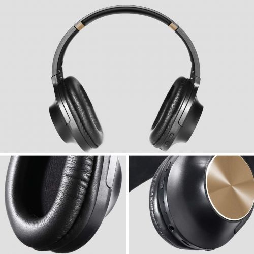  Beegod Wireless Headphones Noise Cancelling Bluetooth Earphone with Mic Deep Bass Over Ear Headset Comfortable Protein Earpads Long Playtime (Gold-L)