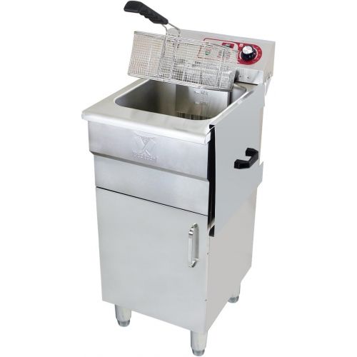  Beeketal BSF-160P Profi Gastro Stand Fritteuse mit Unterschrank (16 L Volumen fuer max. 11 L OEl) Edelstahl Friteuse mit Fettablaufhahn im Schrank, 5000 Watt, 400V-50Hz Starkstrom An