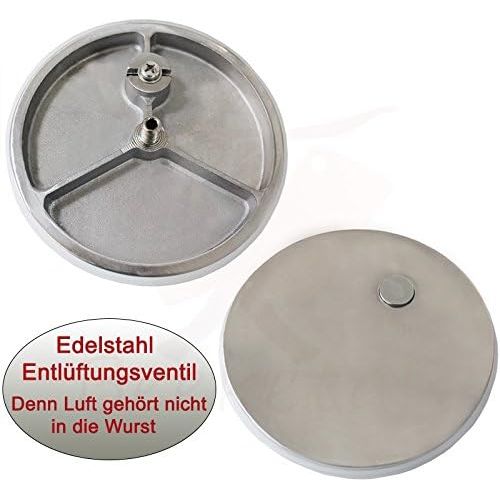  Beeketal BTH03K Edelstahl Industrie Wurstfuellmaschine 3 L Volumen (horizontal) mit Kebap Spiess Aufsatz, Wurstfueller mit 2 Gang Metall-Getriebe, inkl. 5 Tuellen, Kebap Aufsatz und 10