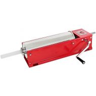 Beeketal MT03 Profi Gastro Wurstfuellmaschine (3 Liter) SGS-geprueft, Wurstfueller mit 2 Gang Vollmetall-Getriebe und Handkurbel, Gehause aus Stahl (rot lackiert), inkl. 4 Fuelltuellen