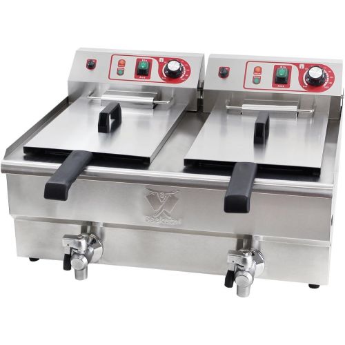  Beeketal BWF-132P Profi Gastronomie Doppel Kaltzonen Fritteuse (2 x 13 Liter Volumen fuer max. 2 x 8,5 Liter OEl) Edelstahl Gastro Imbiss Friteuse mit Doppelheizspirale und Fettablau