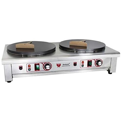  [아마존베스트]Beeketal BC Series Gastro Crepe Maker with Diameter 400 mm Non-Stick Crepe Plates, 50-300 °C Freely Adjustable, Professional Crepe Scoop in Stainless Steel Case with Extra Drawer