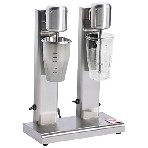  Beeketal BMS 2 Professional Milk Shaker Double Mixer with 2 x 750 ml XL Cups, 2 Levels (10,000 or 15,000 rpm), Gastro Stand Mixer Ideal for Creamy Milkshakes, Protein Shakes, Cockt