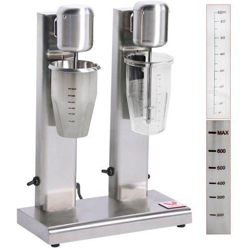  Beeketal BMS 2 Professional Milk Shaker Double Mixer with 2 x 750 ml XL Cups, 2 Levels (10,000 or 15,000 rpm), Gastro Stand Mixer Ideal for Creamy Milkshakes, Protein Shakes, Cockt