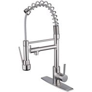 Beelee BL0783NP 20 Contemporary Spring Single Handle Kitchen Sink Faucet with Pull Down Sprayer, Brushed Nickel