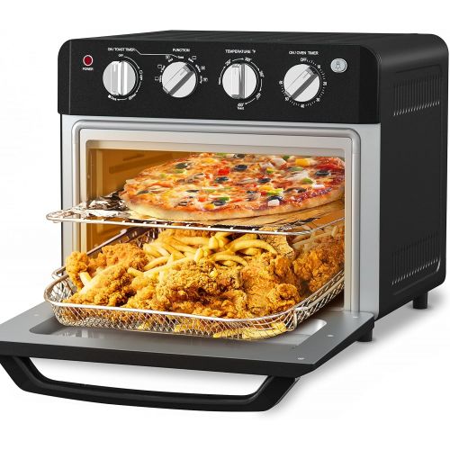  Beelicious Air Fryer Toaster Oven Combo, 6 Slice 20QT Large Air Fryer Oven, 12 Pizza Convection Oven Countertop 7 in 1, Include Accessories & Cookbook, Matte Black, ETL Certified