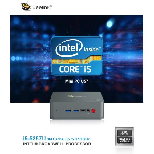  [아마존베스트]Beelink U57 Mini PC with Intel Core i5-5257u Processor(up to 3.10 GHz)&Windows 10 Pro,8G DDR3L/128G SSD High Performance Business Mini Computer,2.4G/5G Dual WiFi,BT4.2,Dual HDMI Po