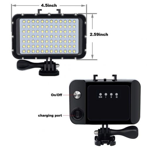  BeesClover BEESCLOVER Waterproof LED Video Light 84 LED High Power Dimmable Waterproof LED Video Light Waterproof Underwater Lights Dive Light Gopro Canon Nikon Black