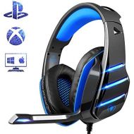 [아마존핫딜][아마존 핫딜] PS4 Gaming Headset with Mic, Beexcellent Newest Deep Bass Stereo Sound Over Ear Headphone with Noise Isolation LED Light for PC Laptop Tablet Mac (Blue)