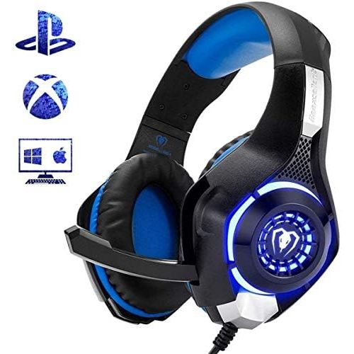  [아마존베스트]Beexcellent Gaming Headset for PS4 Xbox One PC Mac Controller Gaming Headphone with Crystal Stereo Bass Surround Sound, LED Light & Noise-Isolation Microphone