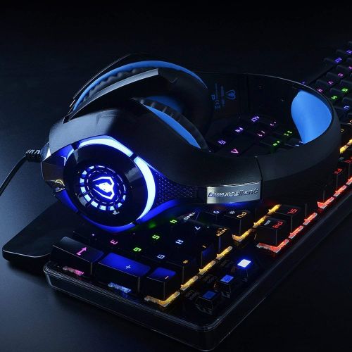  [아마존베스트]Beexcellent Gaming Headset for PS4 Xbox One PC Mac Controller Gaming Headphone with Crystal Stereo Bass Surround Sound, LED Light & Noise-Isolation Microphone