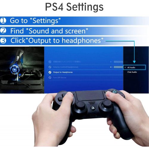  [아마존베스트]Beexcellent Gaming Headset for PS4 Xbox One PC Mac Controller Gaming Headphone with Crystal Stereo Bass Surround Sound, LED Light & Noise-Isolation Microphone