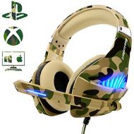 [아마존베스트]Gaming Headset for PS4 Xbox One PC, Beexcellent Deep Bass PS4 Headset with Noise Immunity Mic, LED Light, Friction-Reduction Cable, High Comfort Earmuff-Camo