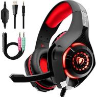 [아마존베스트]Beexcellent Gaming Headset for PS4 Xbox One PC, Surround Sound PS4 Headset with Anti-Noise Mic, Ergonomic Memory Foam Earmuff, Adjustable Headband, Led Light for Laptop Mac iPad Sm