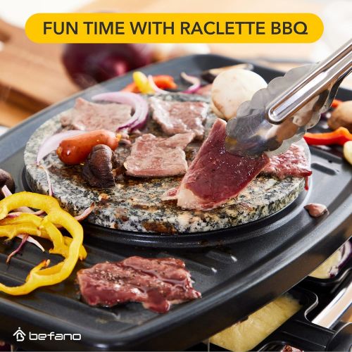  Befano Electric Raclette BBQ Grill with Fondue Pot Sets, Portable Korean Table Grill Electric Indoor Cheese Raclette, Dual Adjustable Thermostats, 8 People Serve Perfect for Partie