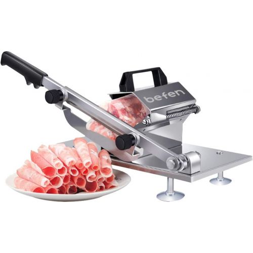  [아마존베스트]Manual Frozen Meat Slicer, befen Stainless Steel Meat Cutter Beef Mutton Roll Meat Food Slicer Slicing Machine for Home Cooking Kit of Hot Pot Shabu Shabu