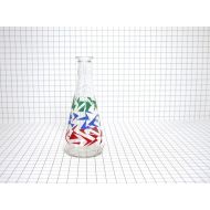 /BeggiatoMarie Vintage glass carafe, french glass decanter with graphic pattern, retro glass carafe, juice water pitcher, glass drink pitcher, vase, flask